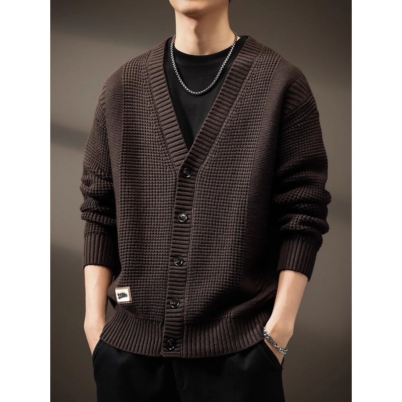 柜台货高端纹理感提花针织衫开衫外套男士毛衣秋冬款休闲外穿上衣