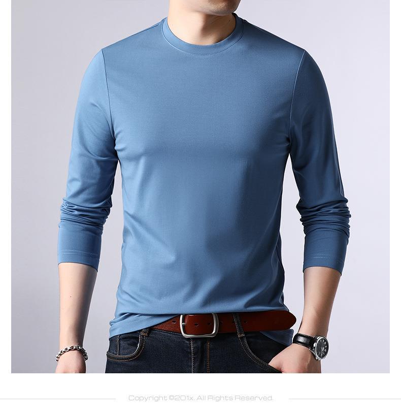 恒源祥亲肤莫代尔长袖T恤男士圆领秋衣男装秋冬新款桑蚕丝打底衫