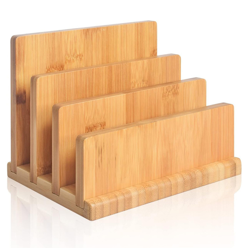 竹木收纳整理架简约办公桌文件夹多格分类学生文具资料信件置物架