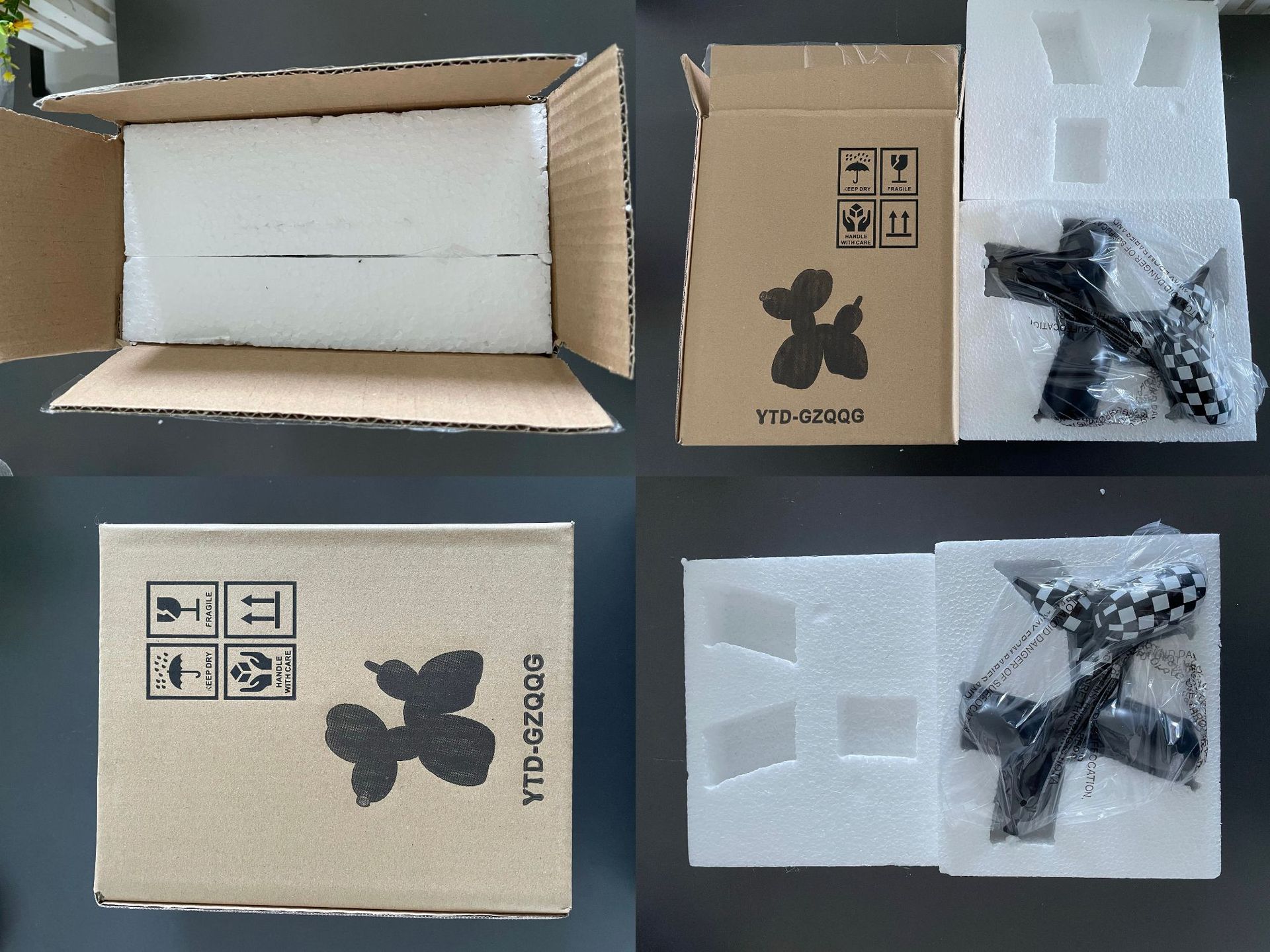 格子气球狗摆件