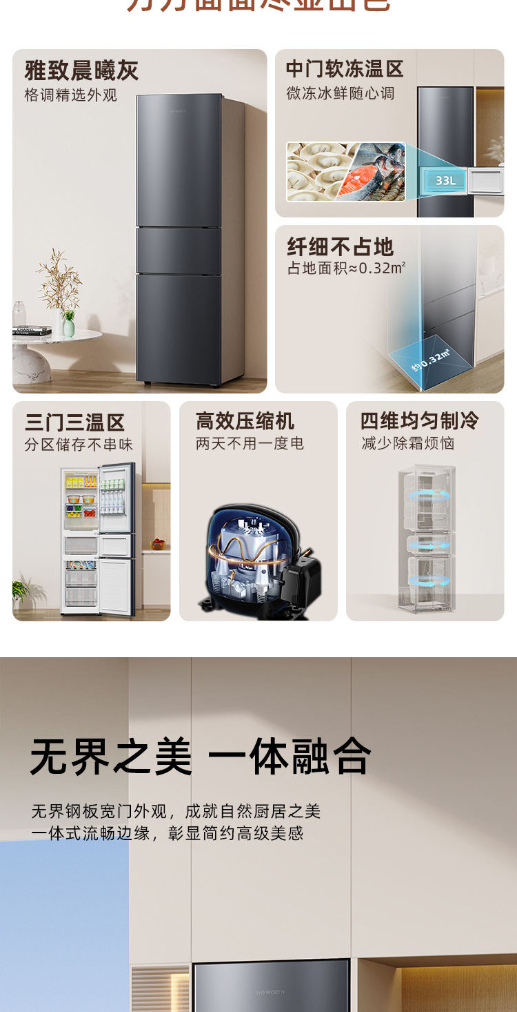 三开门冰箱