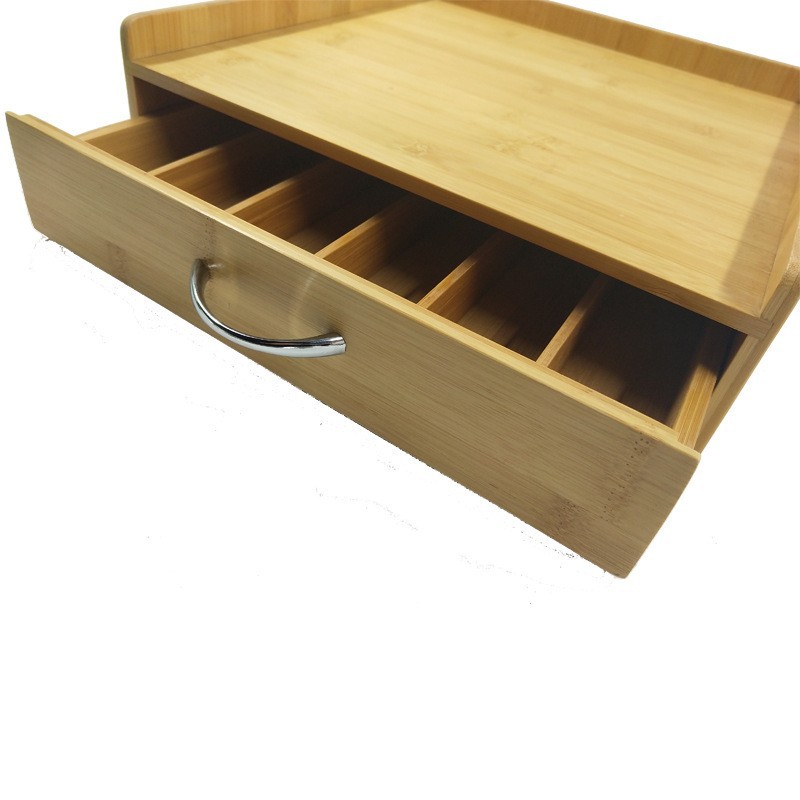 竹制收纳整理盒抽屉式多格茶叶咖啡置物盒 餐具收纳盒 批发 (