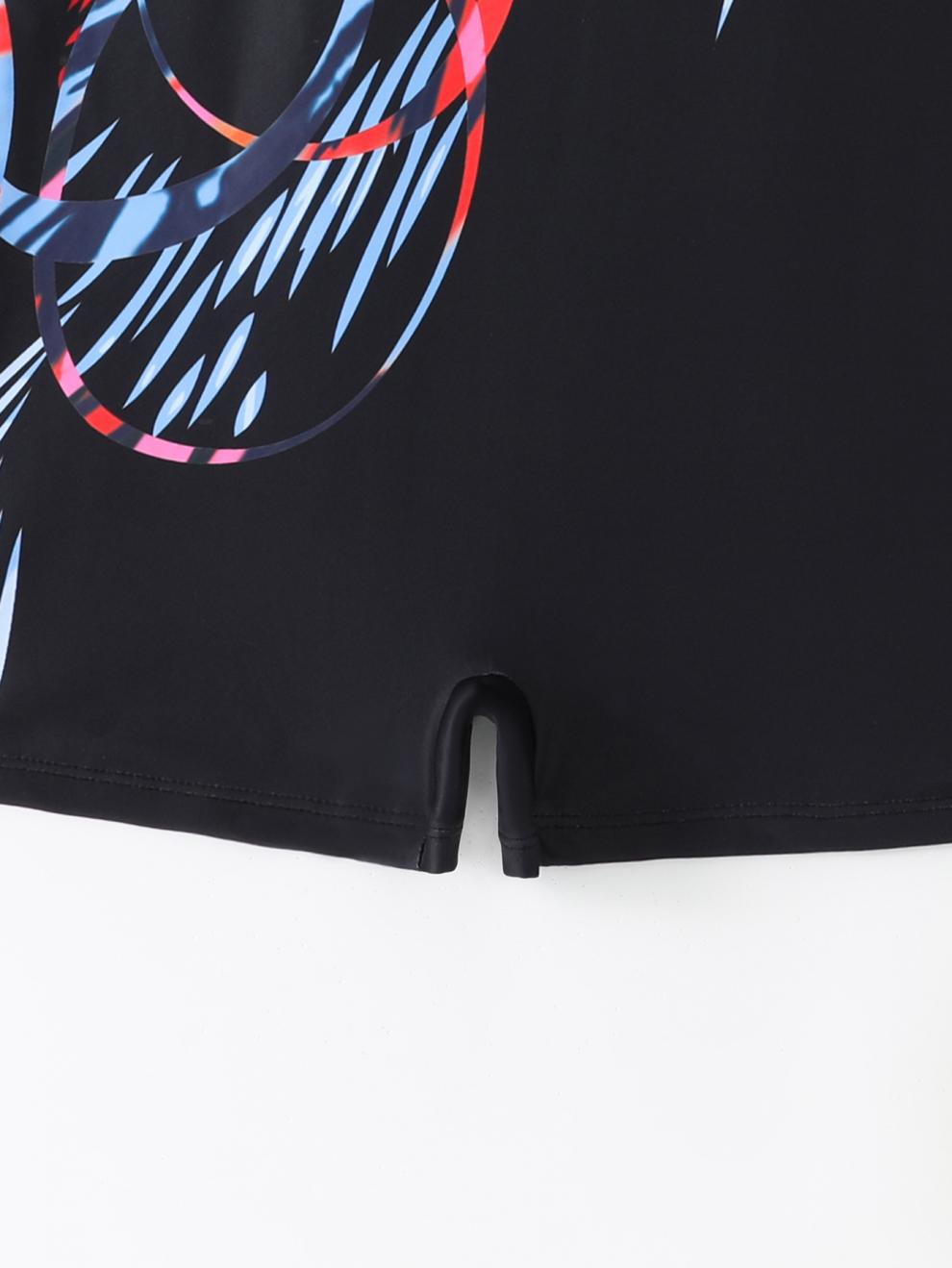 商品详情图_外贸四角裤连体平角泳衣女士运动纯色游泳衣保守显瘦