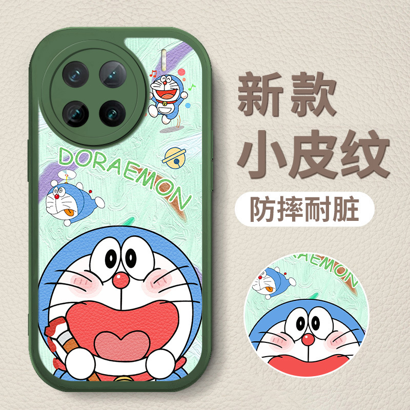 3-绿D-84199-绿色油画哆啦梦绿底