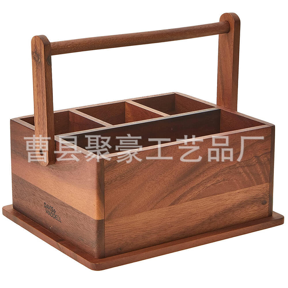 竹木刀叉收纳盒 放调味料 餐具 器具盒 家用手提式餐具收纳架