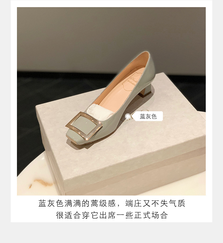 葡萄妈studiolee 经典方扣小方头浅口高跟鞋