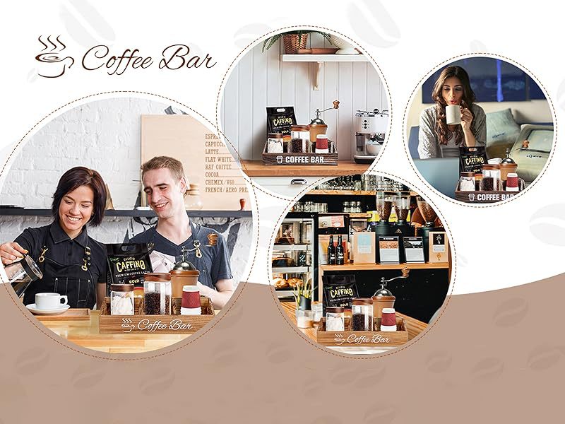 Wooden Coffee Box Coffee Station Organizer Coffee Bar Organizer for Countertop