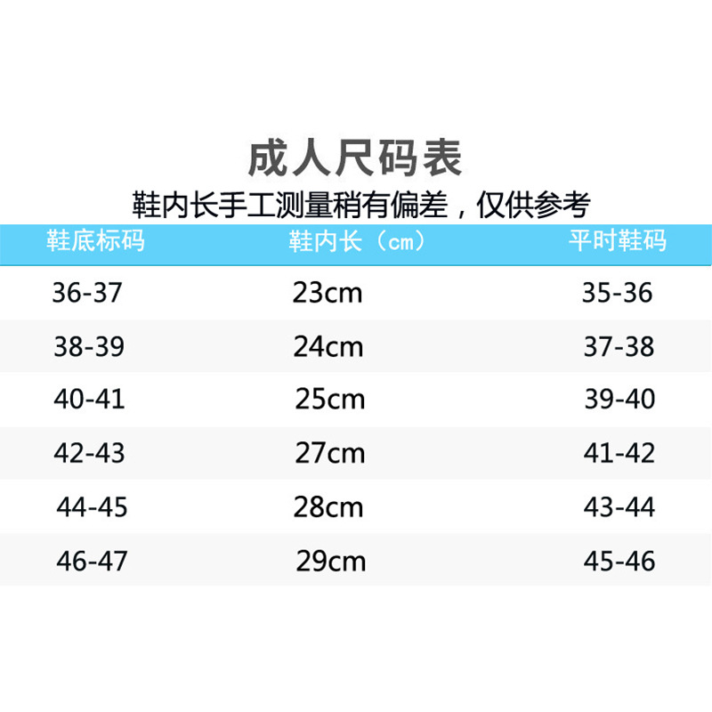 成人尺码表