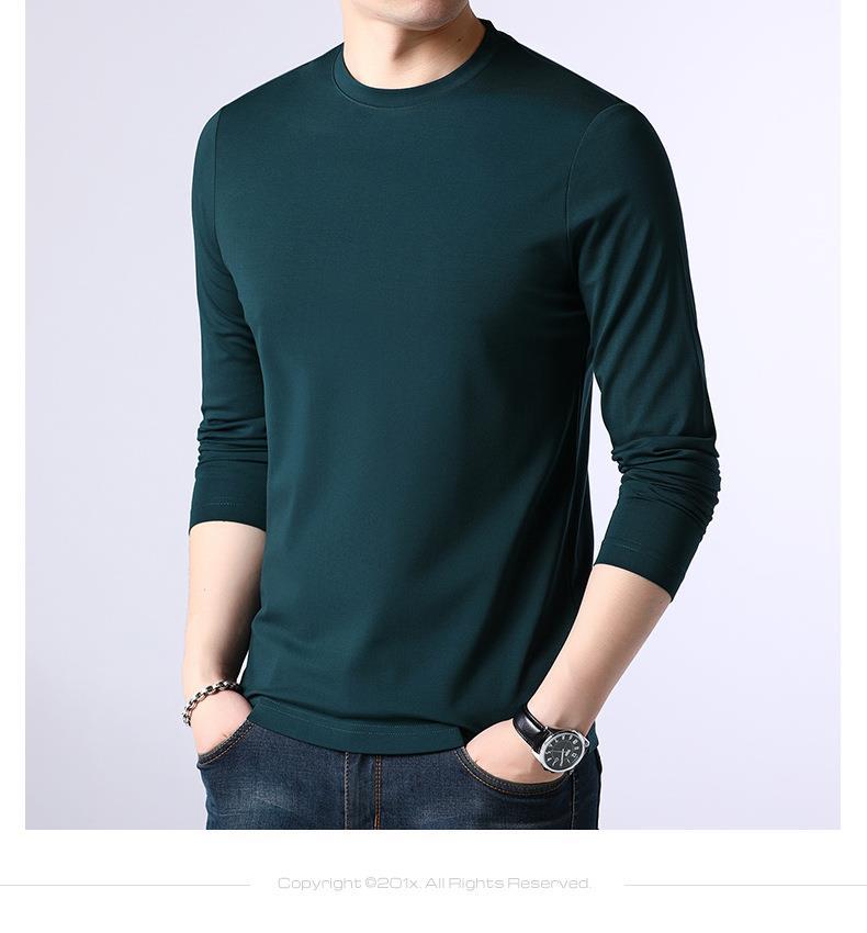 恒源祥亲肤莫代尔长袖T恤男士圆领秋衣男装秋冬新款桑蚕丝打底衫