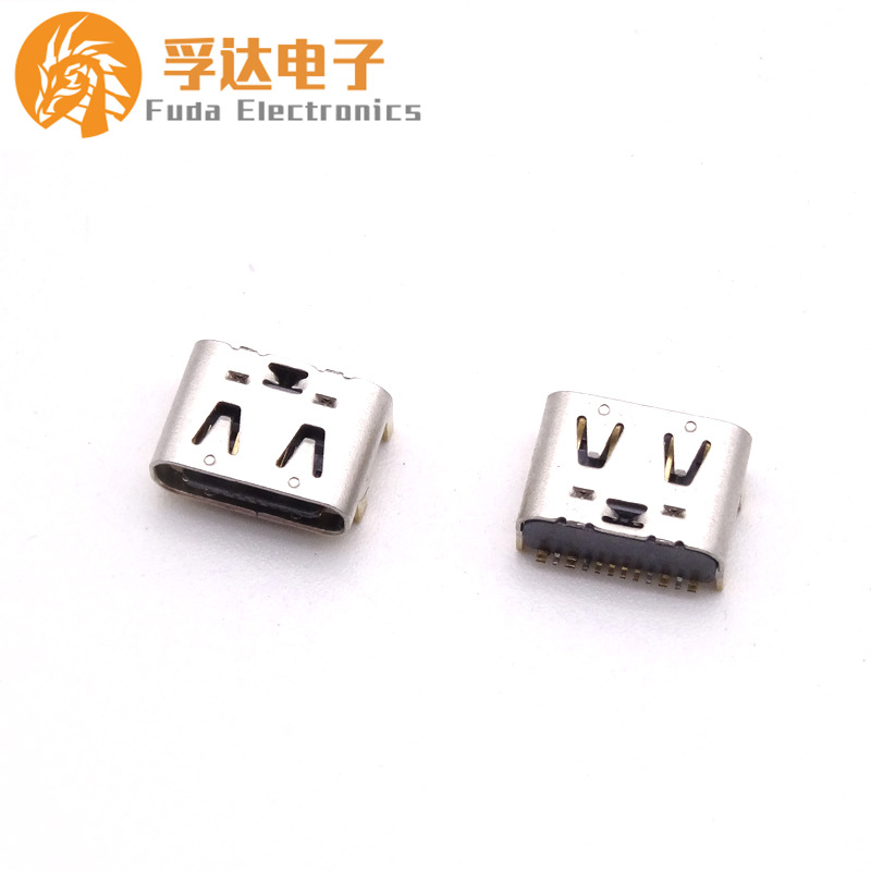41.TYPE C12P-16P母座短体6.5四脚插板板上S