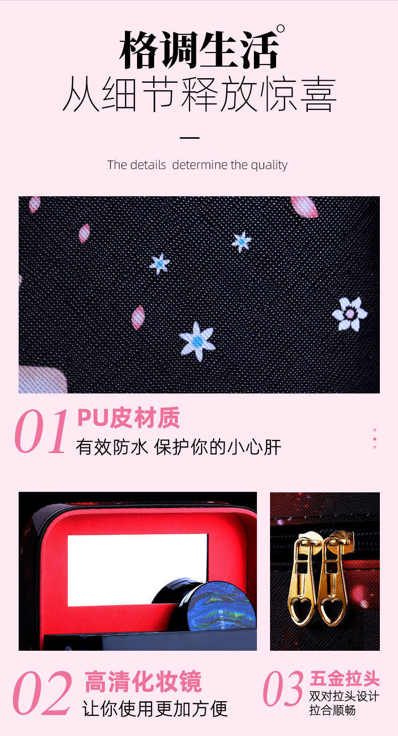 商品详情图_新款超火网红大容量化妆品收纳盒箱学生桌面化妆包收