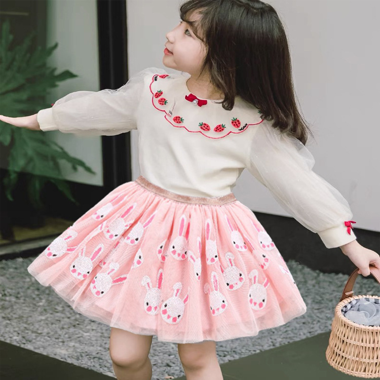 亮片兔子绣花tutu裙