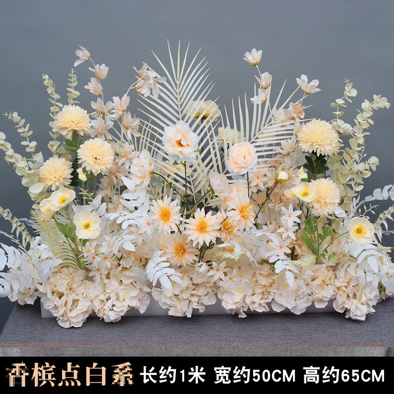 新款婚庆大款地排花绢花成品装饰尤加利花排台路引婚礼花艺其他