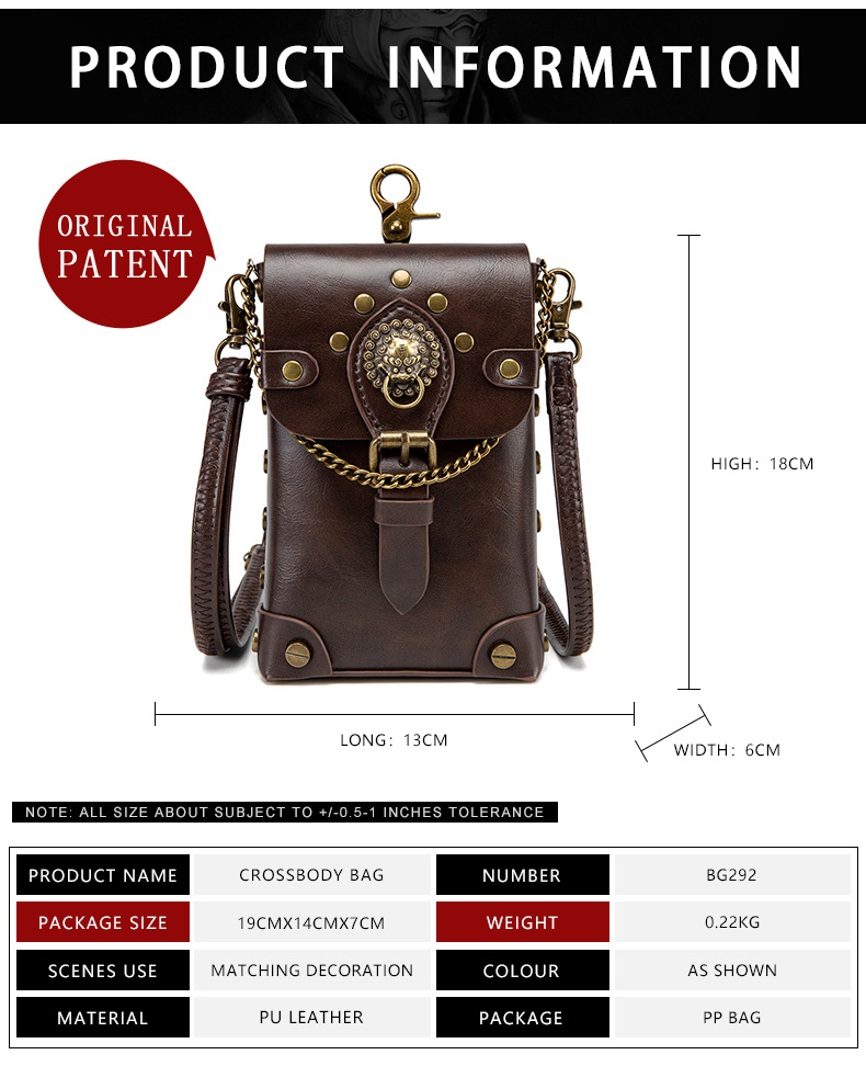 BG292小包尺寸表-English