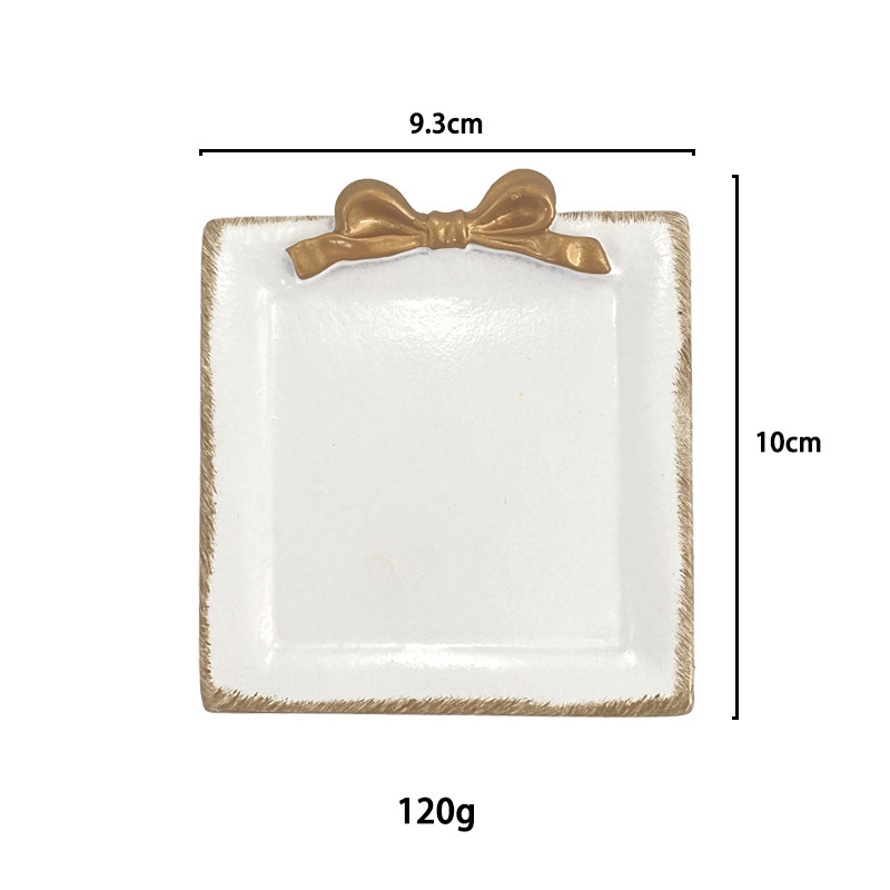 粉白蝴蝶结方圆首饰碟a01