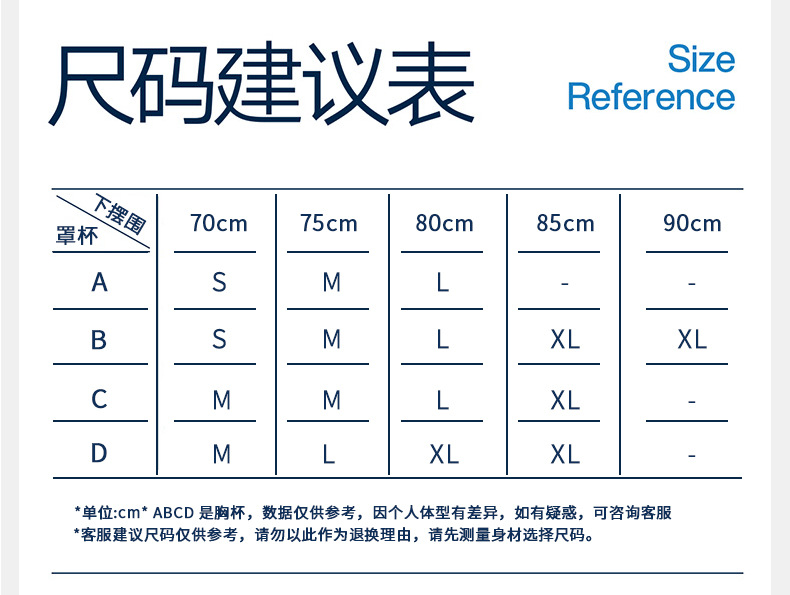 尺码推荐---文胸