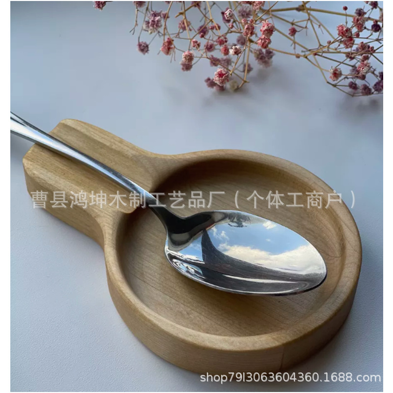 实木勺子托盘便携勺子放置木盘家用厨房勺子铲子木托盘隔热盘杯垫