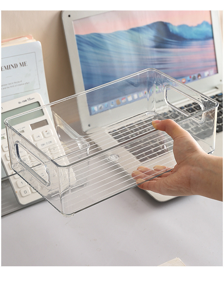 桌面收纳盒透明化妆品面膜整理盒亚克力零食筐家用厨房杂物储物盒