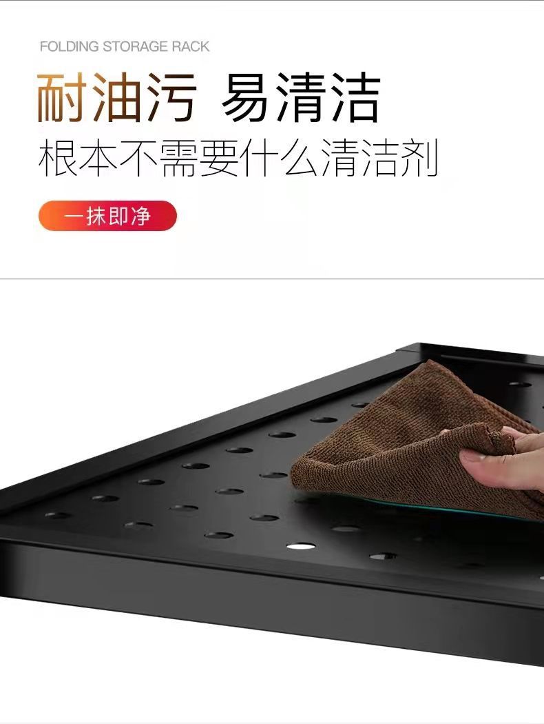 YW免安装折叠置物架厨房落地置物架家用多层储推车储物架置物架