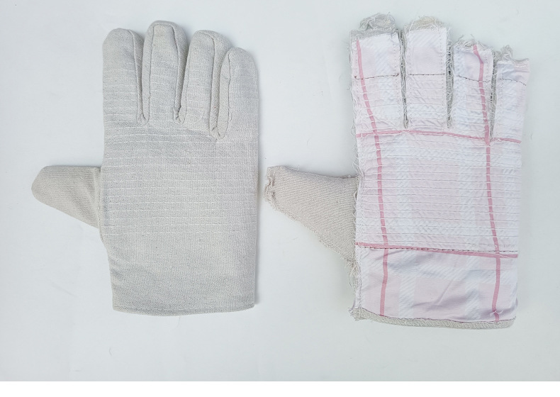 24线帆布手套双层加厚全衬工业机械防油电焊工防护劳