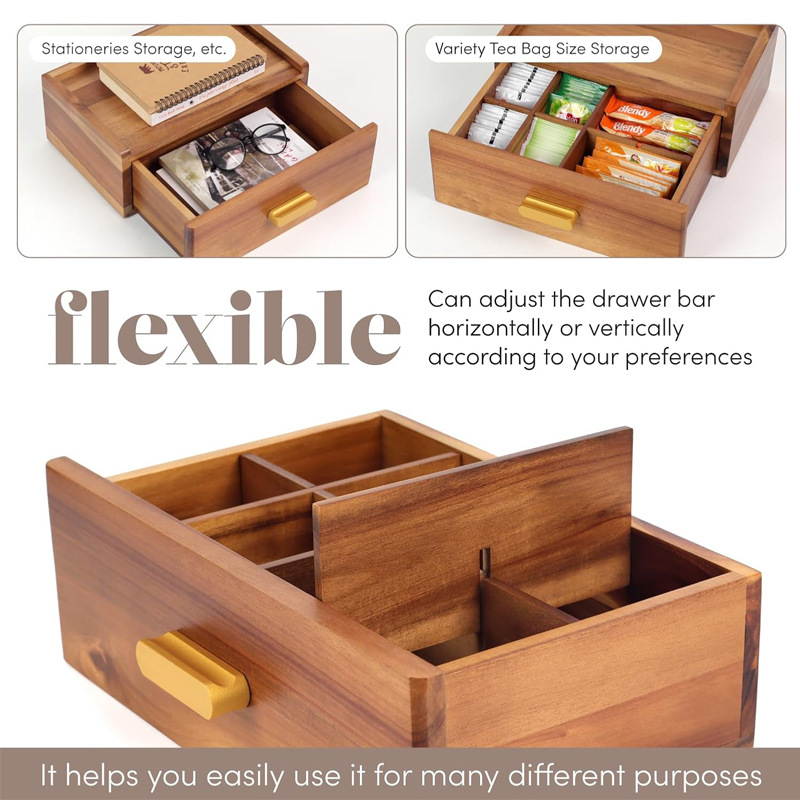 相思木茶叶收纳储物盒抽屉茶包收纳盒咖啡胶囊收纳盒储物盒 (2