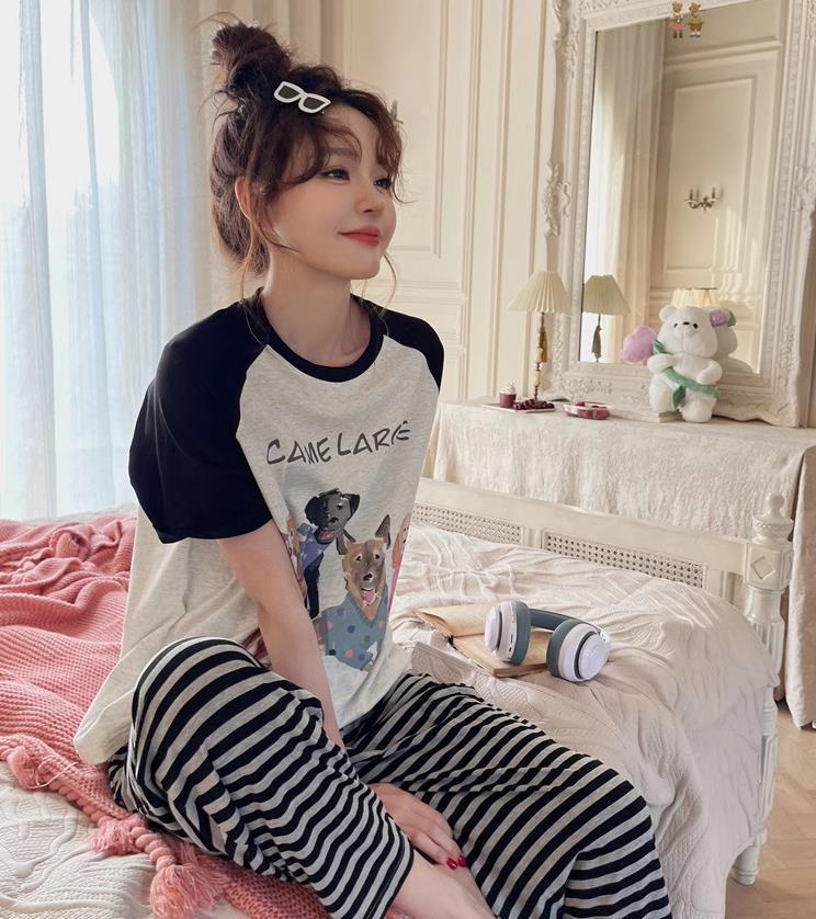 黑插灰5只狗灰条裤短长