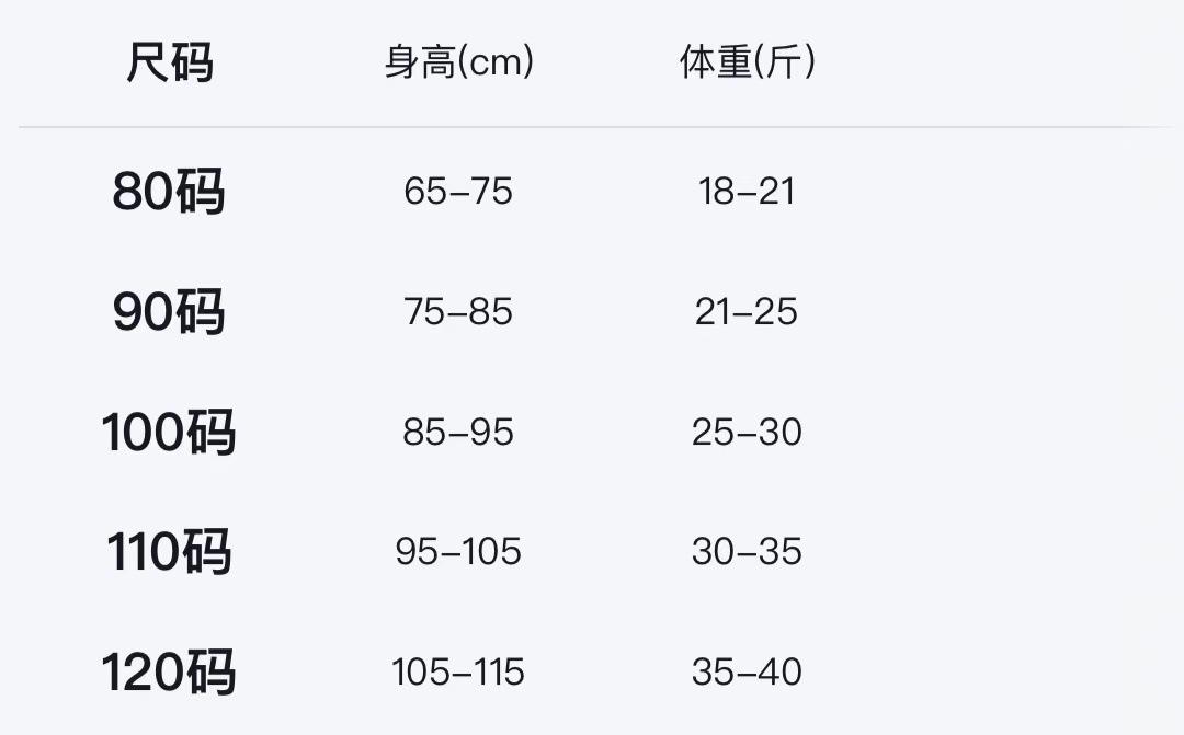 80-120尺码图