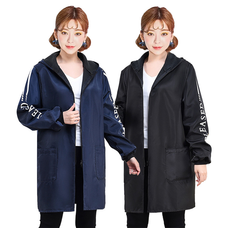 02249#-2021新款加绒加厚罩衣-双向拉链款大褂--黑