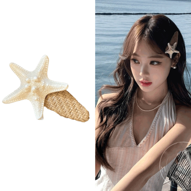 2503016 (1) 海岛假日~天然海星发夹女边夹侧边刘海