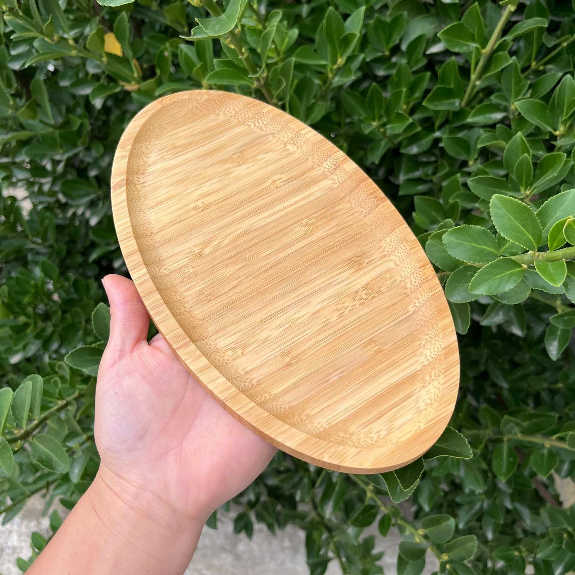 日式竹制餐盘户外砧板橄榄球形状水果盘桌面小物收纳盘托盘 (4