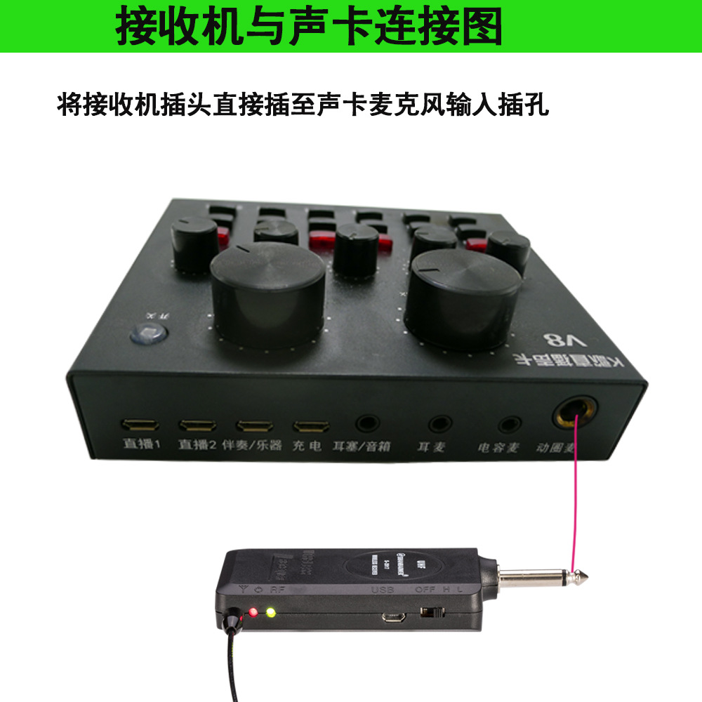 S-2017接收机与声卡连接图
