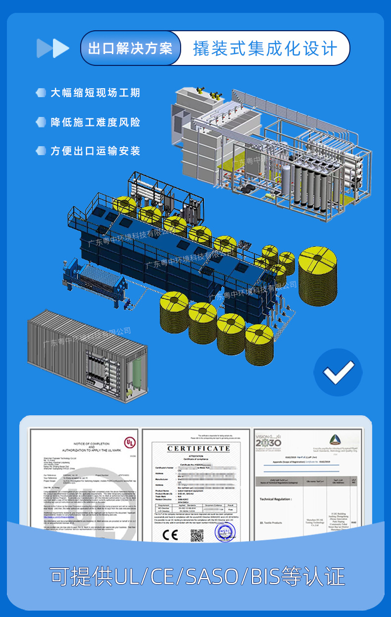 广东一体化污水处理设备mbr膜碳钢瓦楞板箱地埋环保一体机器工厂出口解决方案