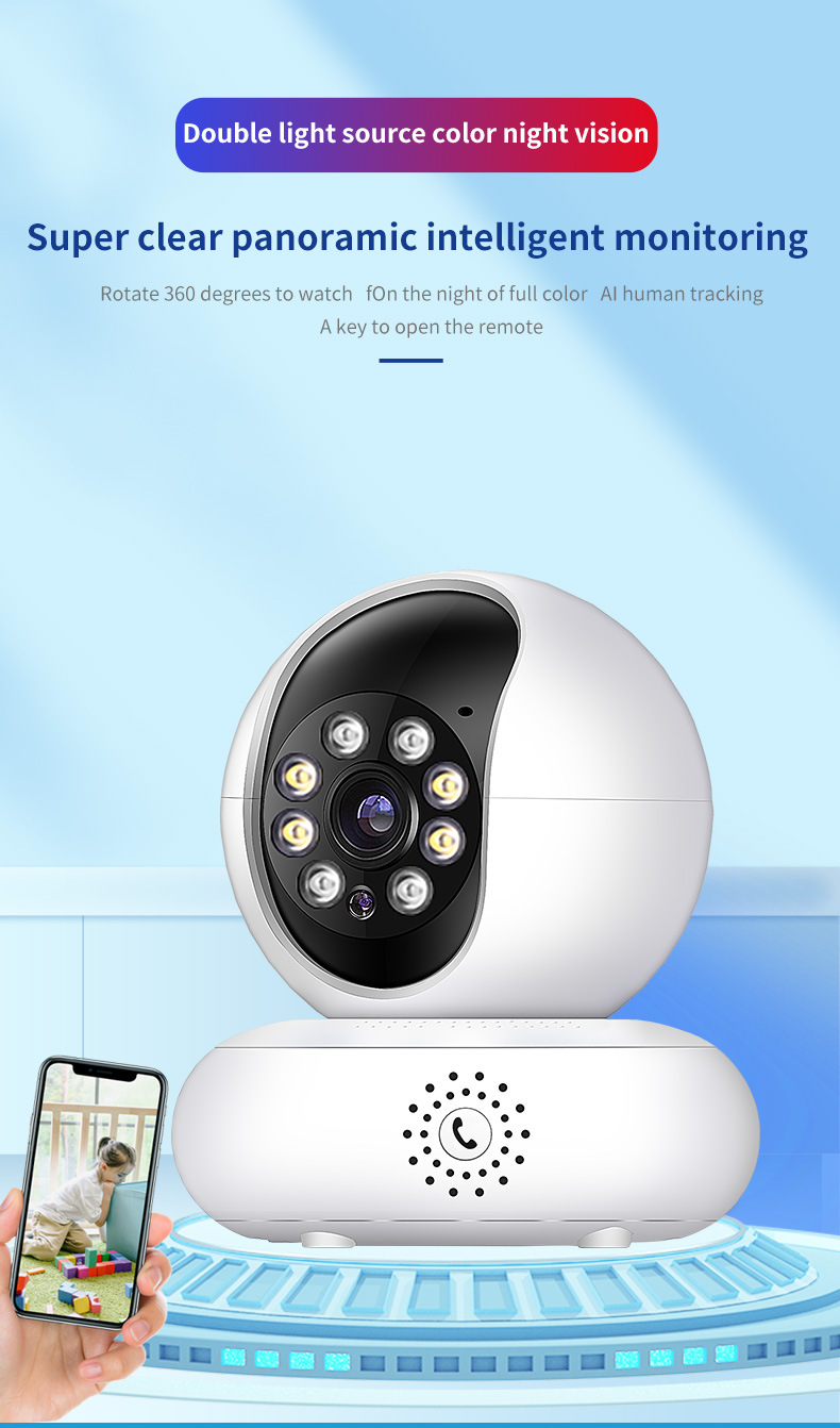 一键呼叫通话监控器无线wifi摄像头家用360度连手机远程摄