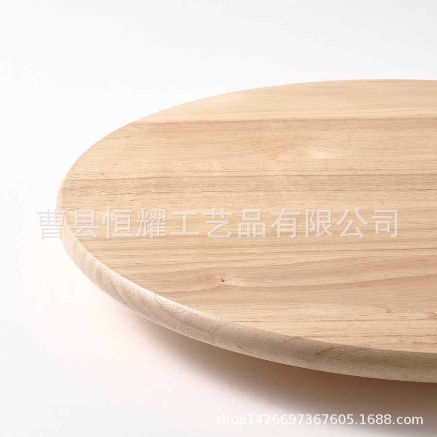 跨境简约橡胶木托盘家用桌面可旋转收纳盘实木圆形懒人托盘展示架