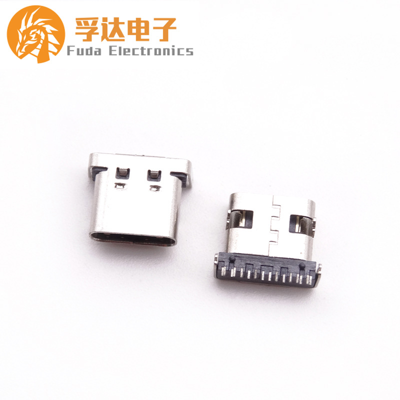 13.TYPE C 16P母座单排SMT有柱四脚插板尾部加宽