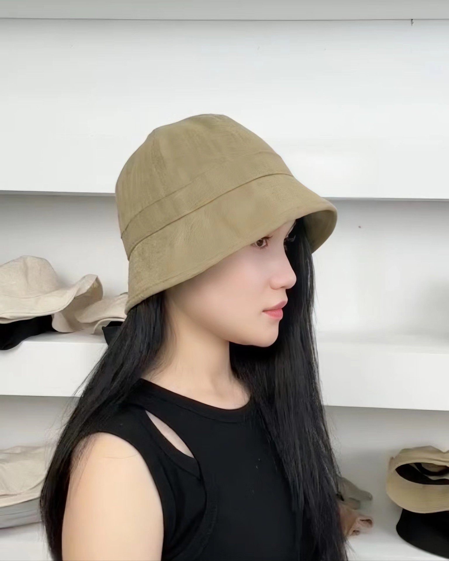 YF126-亚麻圆顶小檐盆帽