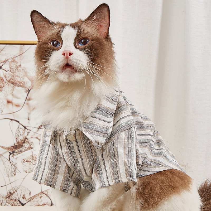 宠物衬衫 条纹猫猫衣服 狗狗衣服