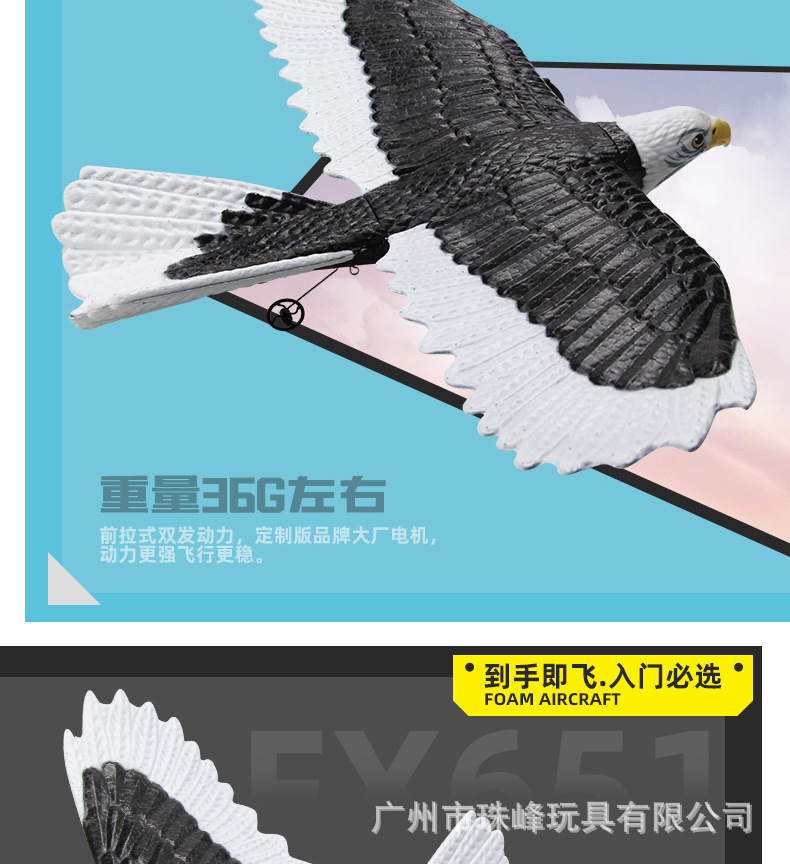 飞熊FX651遥控老鹰固定翼飞机白头鹰滑翔机