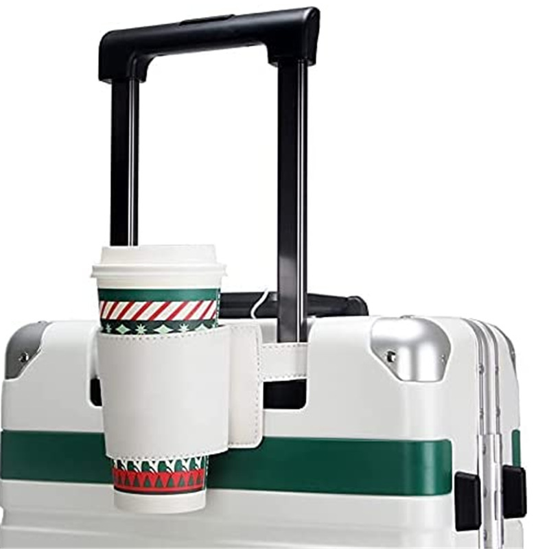 亚马逊行李箱杯架饮料杯咖啡杯套带行李牌旅行皮质拉杆箱杯套