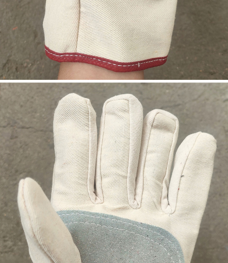 双层铁路加掌帆布手套劳保耐磨工作焊工专用防油加厚防