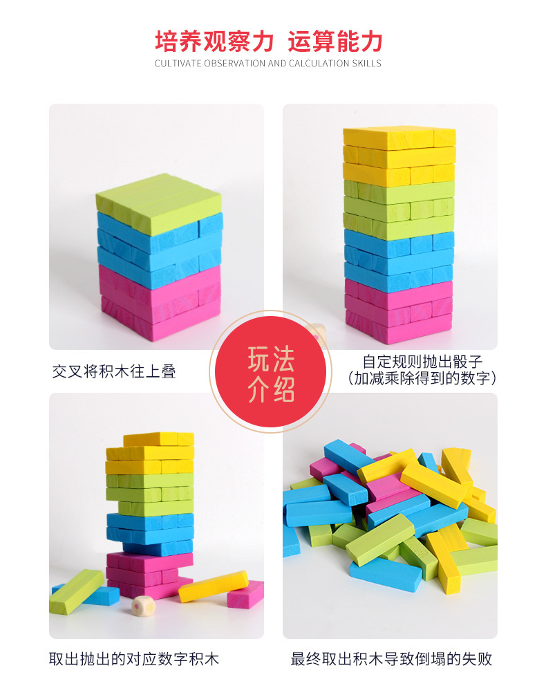 商品详情图_儿童版数字叠叠乐 脑力开发益智彩色叠叠高 36粒