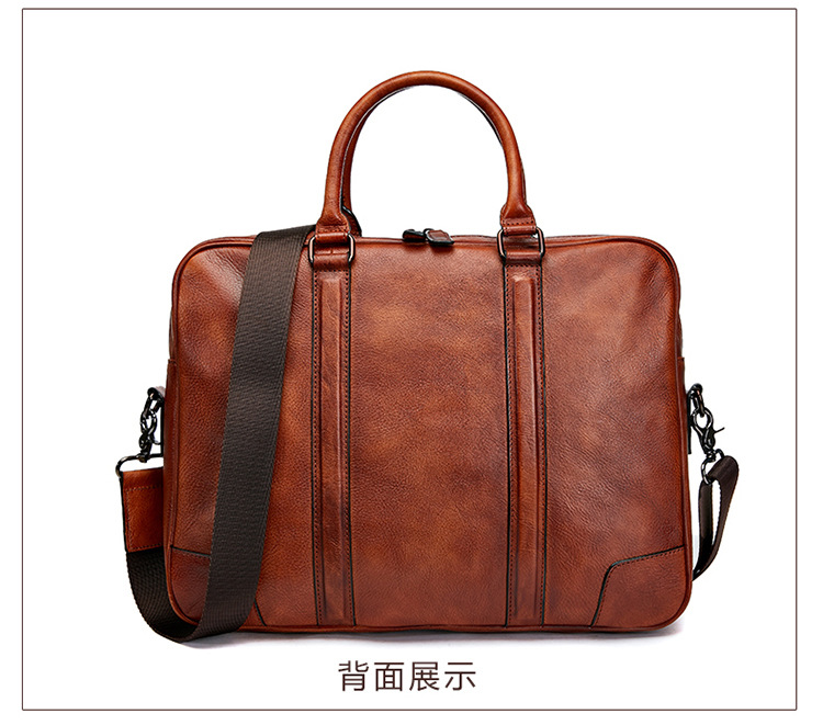 头层牛皮单肩电脑包