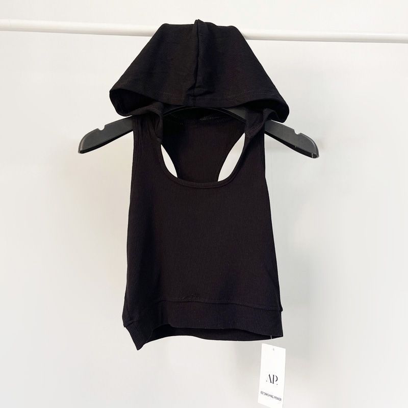 4智贝主图辣妹时尚百搭色工字型连帽吊带背心女欧美夏季高腰露脐