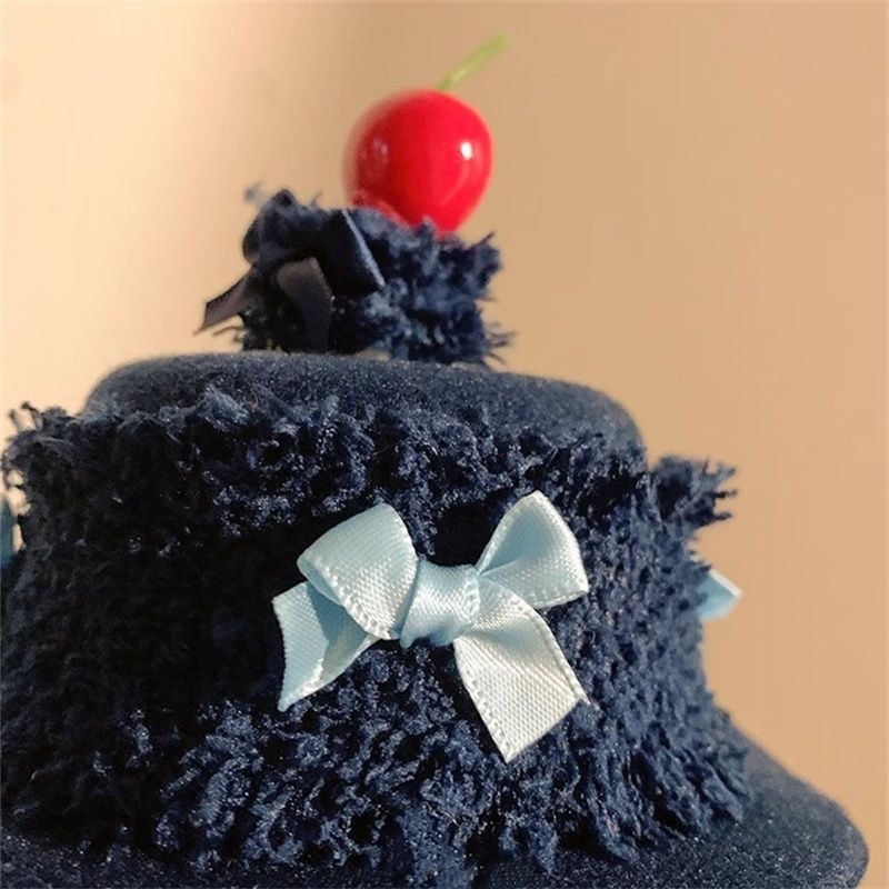 可以点火!奶油蛋糕牛仔蝴蝶结樱桃生日帽蜡烛发夹女可爱帽子头饰