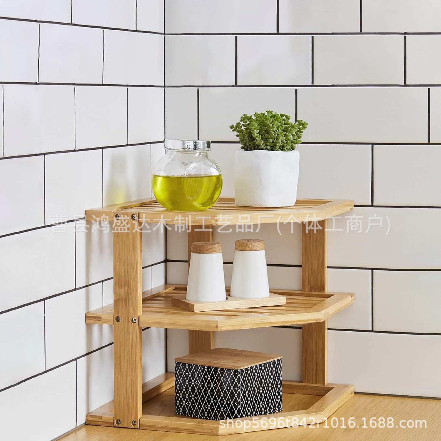 竹制收纳架厨房木质盘碟整理架橱柜架浴室拐角多层桌面置物架定制