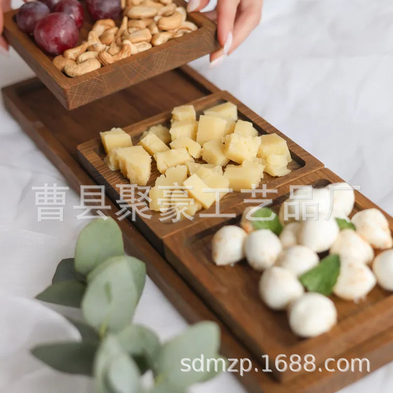 木质托盘点心盘套装茶盘炉煮实木家用木制餐具长方形蛋糕木盘子