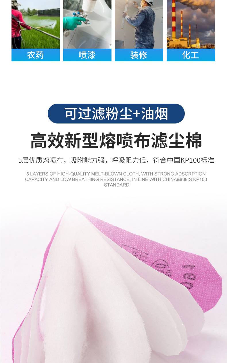 2091防尘过滤棉KP100防护口罩防工业粉尘配6