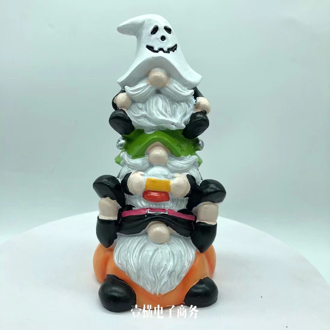 叠罗汉三个堆叠万圣节侏儒雕像摆件