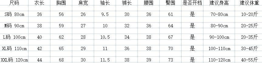 通用5码短袖套装尺码表 (2)