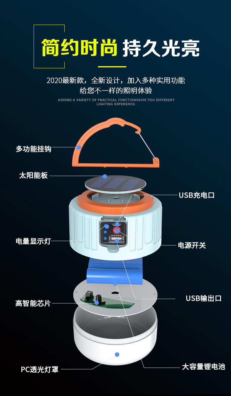 户外遥控太阳能充电球泡灯